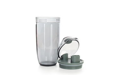 Empty sports shaker isolated on white background