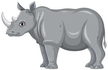 Grey rhinoceros isolated on white background