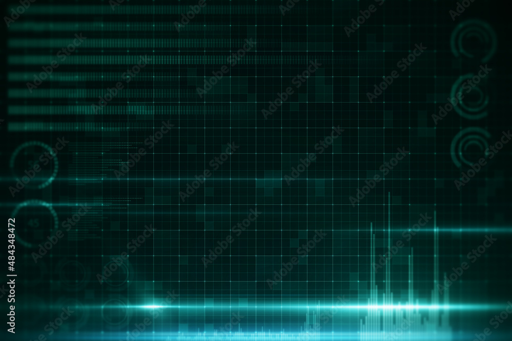Poster abstract blue digital grid backdrop blurry business interface. technology, communication, connection