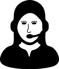 Customer Service Icon - User With Headphone Vector illustration of girl..eps