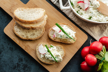 Sandwiches with cottage cheese for a healthy breakfast