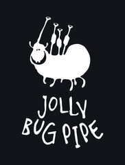 Jolly bag pipe t-shirt decoration with smiling bug