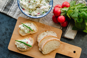 Sandwiches with cottage cheese for a healthy breakfast