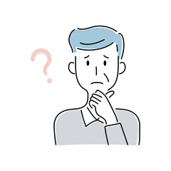 手描き風・悩む高齢の男性のベクターイラスト