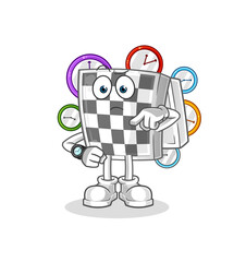 chessboard with wristwatch cartoon. cartoon mascot vector