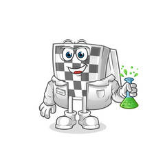 chessboard scientist character. cartoon mascot vector