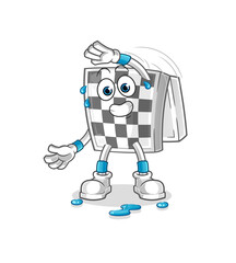 chessboard stretching character. cartoon mascot vector