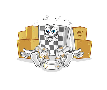 recommend clip art: chessboard homeless character. cartoon mascot vector