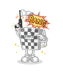 chessboard warning shot mascot. cartoon vector