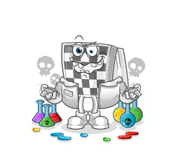 chessboard mad scientist illustration. character vector