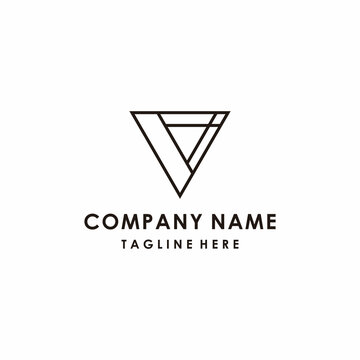 Creative Illustration modern lettr V sign geometric triangle logo design template