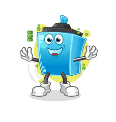 marker pen full battery character. cartoon mascot vector