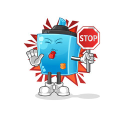 marker pen holding stop sign. cartoon mascot vector