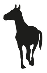 Silhouette of a walking horse with its front leg raised