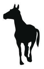 Silhouette of a walking horse with its front leg raised