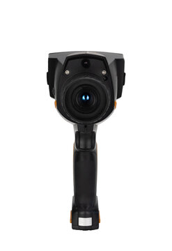 thermal imager on a white background. front view. device for monitoring the temperature distribution of the investigated surface. camera for non-contact measurement