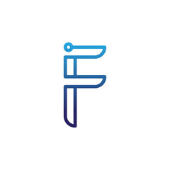 letter F tech line logo design