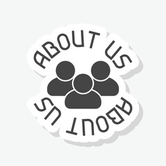 About us sticker icon isolated on white background