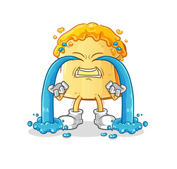 bread with honey crying illustration. character vector
