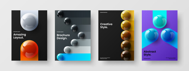 Modern banner vector design template collection. Unique realistic balls corporate brochure illustration bundle.