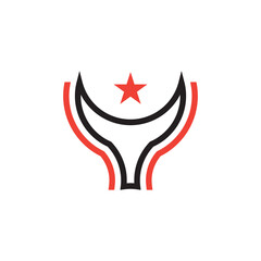 bull line with star logo design