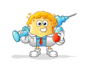 bread with honey doctor holding medichine and injection