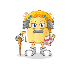 bread with honey white haired old man. character vector