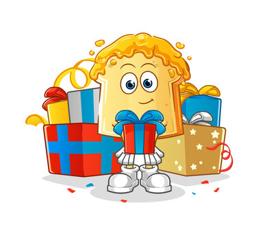 bread with honey give gifts mascot. cartoon vector