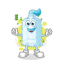 toothpaste full battery character. cartoon mascot vector
