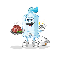toothpaste chef with meat mascot. cartoon vector