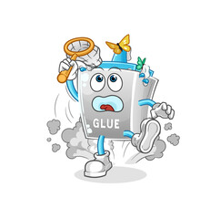 glue catch butterfly illustration. character vector