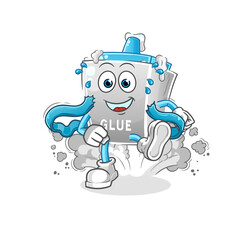 glue runner character. cartoon mascot vector