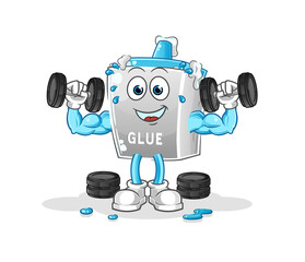 glue weight training illustration. character vector