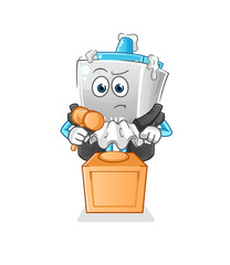 glue judge holds gavel. character vector