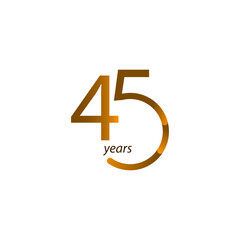 45 Years Anniversary Celebration Vector Template Design Illustration - obrazy, fototapety, plakaty