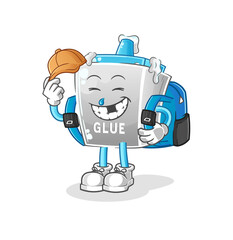 glue goes to school vector. cartoon character
