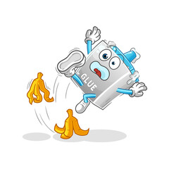 glue slipped on banana. cartoon mascot vector