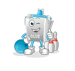 glue play bowling illustration. character vector