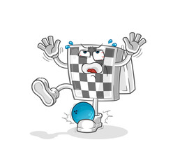 chessboard hiten by bowling cartoon. cartoon mascot vector