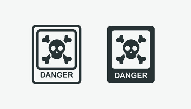 skull, danger, skeleton icon vector set. attention symbol 