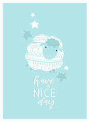 Print. Vector poster with a lamb 