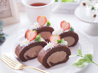 ロールケーキでティータイム