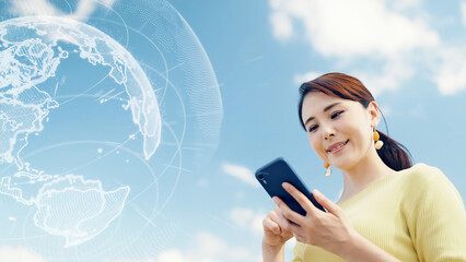 Global communication network concept. Mobile communication.