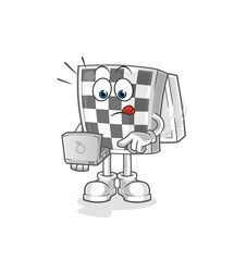 chessboard with laptop mascot. cartoon vector