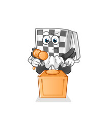 chessboard judge holds gavel. character vector