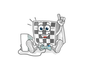 chessboard playing video games. cartoon character