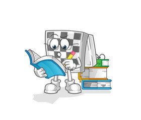 chessboard studying mascot. cartoon vector