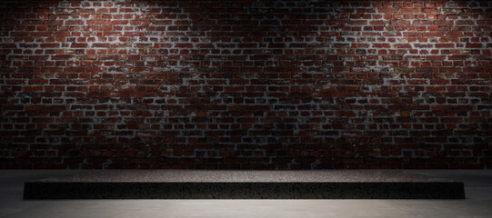 Red tumbled brick flooring for interior decoration used as studio background wall to showcase your products.
