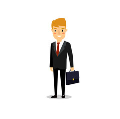 Print. Vector illustration of a man businessman. Manager, employee. Profession. Man in a business suit
