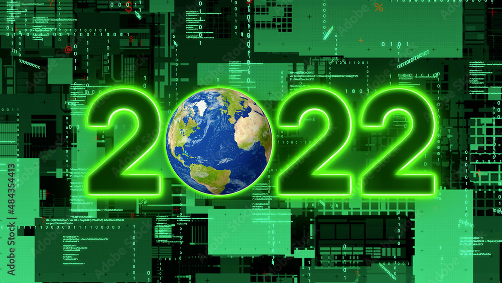 Poster 2022 new year concept. global network.